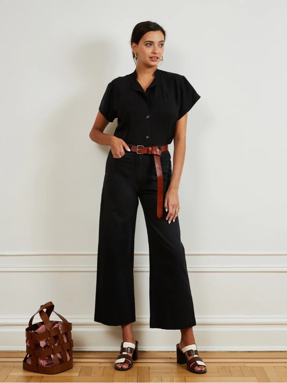 NWOT - Loup Toni Wide-Leg Ankle pants - Black - Small